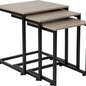 Wholesale Midtown Collection Sonoma Oak Wood Grain Finish Nesting Tables with Black Metal Cantilever Base