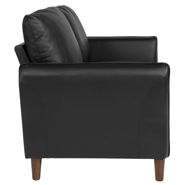 Contemporary Style Black Leather Loveseat