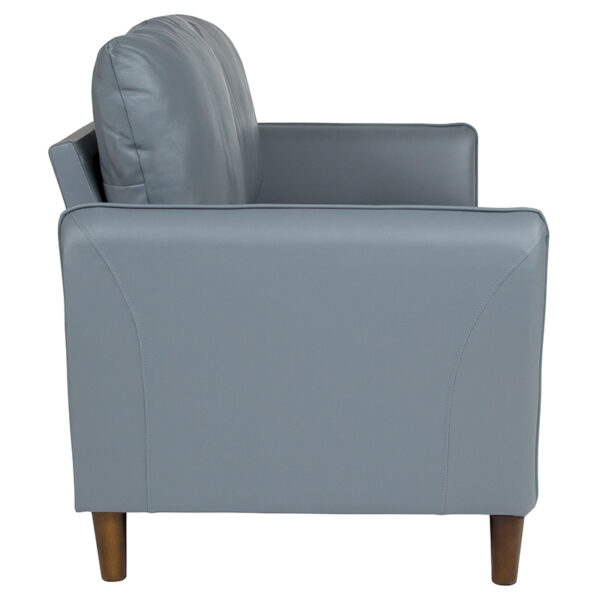 Contemporary Style Gray Leather Loveseat