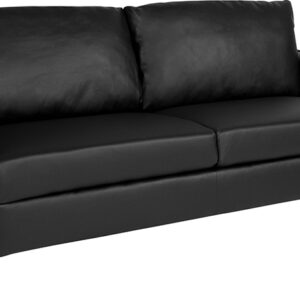 Wholesale Milton Park Upholstered Plush Pillow Back Sofa in Black Leather