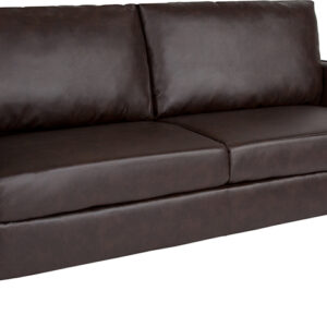 Wholesale Milton Park Upholstered Plush Pillow Back Sofa in Brown Leather