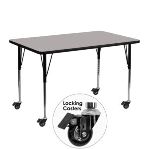 Wholesale Mobile 24''W x 48''L Rectangular Grey HP Laminate Activity Table - Standard Height Adjustable Legs