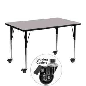 Wholesale Mobile 24''W x 48''L Rectangular Grey Thermal Laminate Activity Table - Standard Height Adjustable Legs
