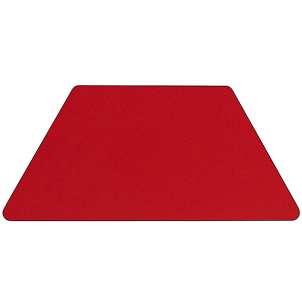 Lowest Price Mobile 25''W x 45''L Trapezoid Red HP Laminate Activity Table - Height Adjustable Short Legs