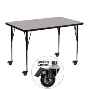 Wholesale Mobile 30''W x 48''L Rectangular Grey HP Laminate Activity Table - Standard Height Adjustable Legs