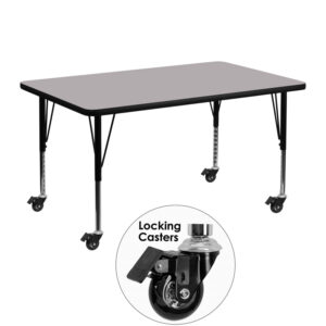 Wholesale Mobile 30''W x 48''L Rectangular Grey Thermal Laminate Activity Table - Height Adjustable Short Legs