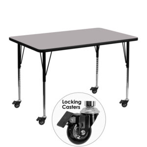Wholesale Mobile 30''W x 48''L Rectangular Grey Thermal Laminate Activity Table - Standard Height Adjustable Legs