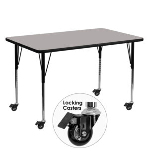 Wholesale Mobile 30''W x 60''L Rectangular Grey HP Laminate Activity Table - Standard Height Adjustable Legs