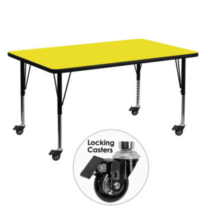 Wholesale Mobile 30''W x 60''L Rectangular Yellow HP Laminate Activity Table - Height Adjustable Short Legs