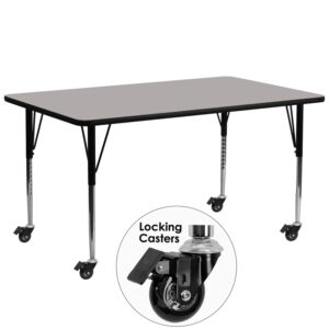 Wholesale Mobile 30''W x 72''L Rectangular Grey HP Laminate Activity Table - Standard Height Adjustable Legs