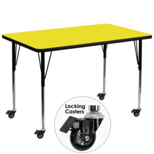 Wholesale Mobile 36''W x 72''L Rectangular Yellow HP Laminate Activity Table - Standard Height Adjustable Legs