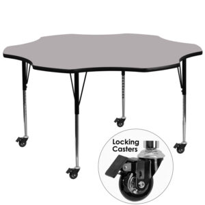 Wholesale Mobile 60'' Flower Grey Thermal Laminate Activity Table - Standard Height Adjustable Legs