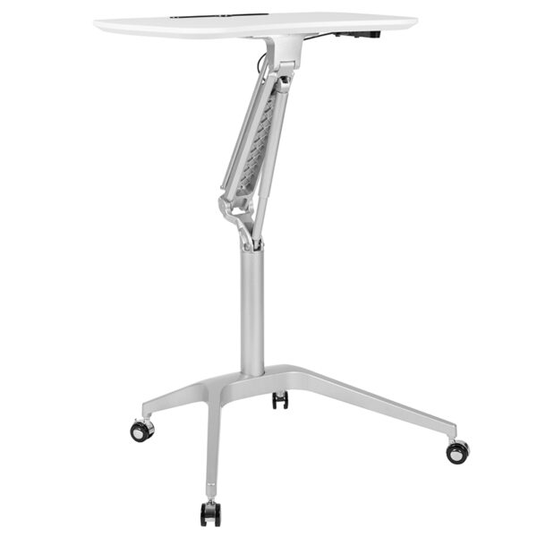 Contemporary Style White Mobile Sit to Stand Desk