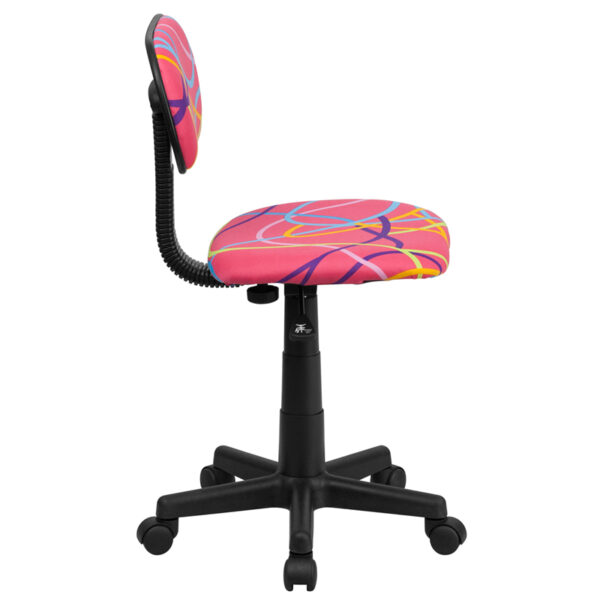 Lowest Price Multi-Colored Swirl Printed Pink Swivel Task Office Chair