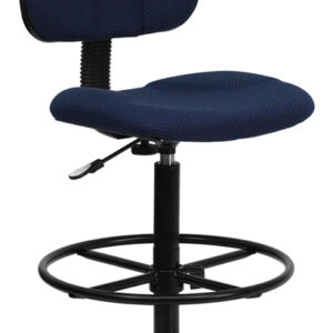 Wholesale Navy Blue Patterned Fabric Drafting Chair (Cylinders: 22.5''-27''H or 26''-30.5''H)