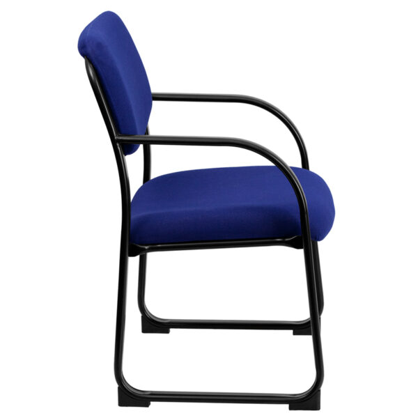 Lowest Price Navy Fabric Executive Side Reception Chair with Sled Base