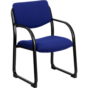 Wholesale Navy Fabric Executive Side Reception Chair with Sled Base