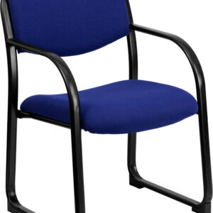Wholesale Navy Fabric Executive Side Reception Chair with Sled Base