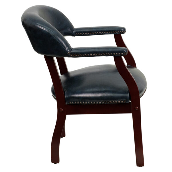 Lowest Price Navy Vinyl Luxurious Conference Chair with Accent Nail Trim