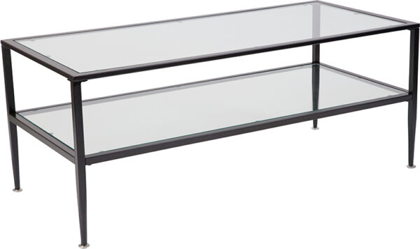 Wholesale Newport Collection Glass Coffee Table with Black Metal Frame