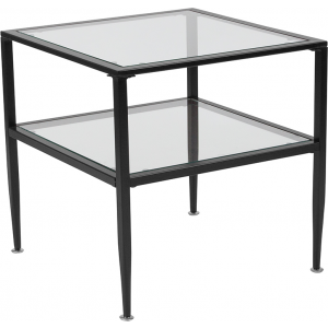 Wholesale Newport Collection Glass End Table with Black Metal Frame