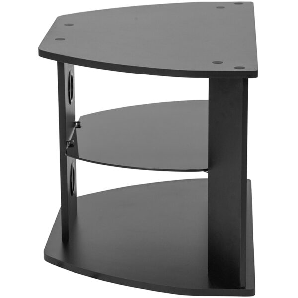 Lowest Price Northfield Black Finish TV Stand with Glass Shelves