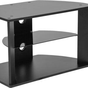 Wholesale Northfield Black Finish TV Stand with Glass Shelves