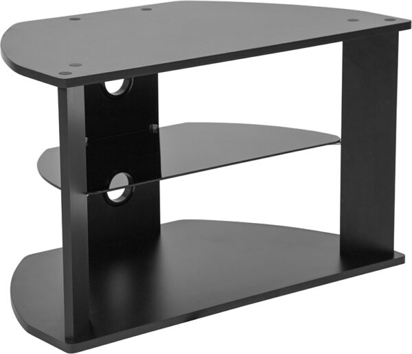 Wholesale Northfield Black Finish TV Stand with Glass Shelves