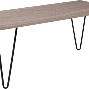 Wholesale Oak Park Collection Driftwood Wood Grain Finish Coffee Table with Black Metal Legs