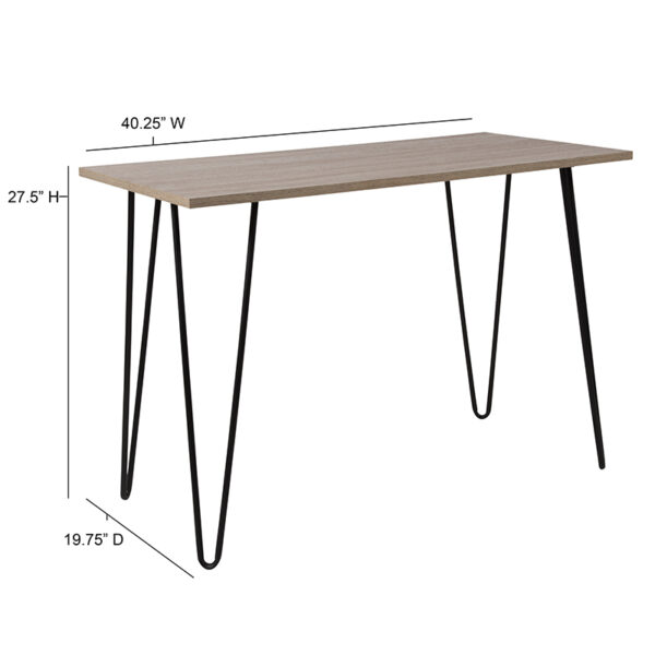 Lowest Price Oak Park Collection Driftwood Wood Grain Finish Console Table with Black Metal Legs