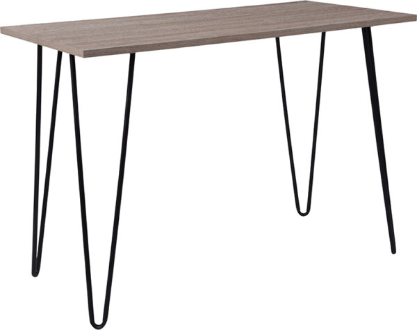 Wholesale Oak Park Collection Driftwood Wood Grain Finish Console Table with Black Metal Legs