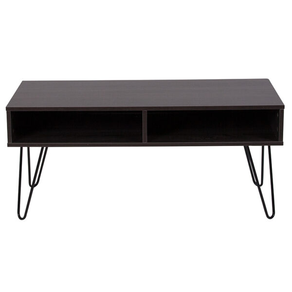 Lowest Price Oak Park Collection Driftwood Wood Grain Finish TV Stand with Black Metal Legs