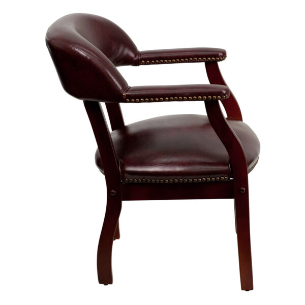 Lowest Price Oxblood Vinyl Luxurious Conference Chair with Accent Nail Trim