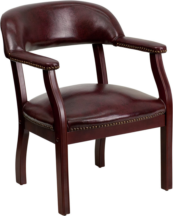 Wholesale Oxblood Vinyl Luxurious Conference Chair with Accent Nail Trim