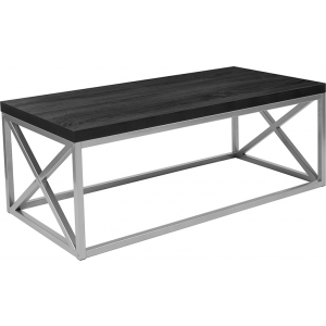 Wholesale Park Ridge Black Coffee Table with Silver Finish Frame