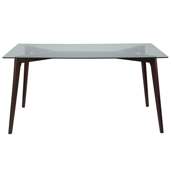 Lowest Price Parkside 35.25" x 59" Rectangular Solid Espresso Wood Table with Clear Glass Top