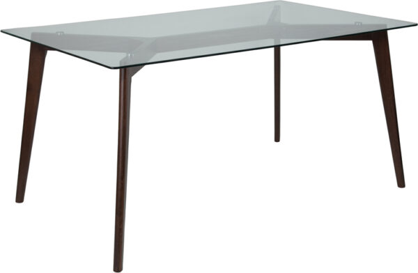 Wholesale Parkside 35.25" x 59" Rectangular Solid Espresso Wood Table with Clear Glass Top
