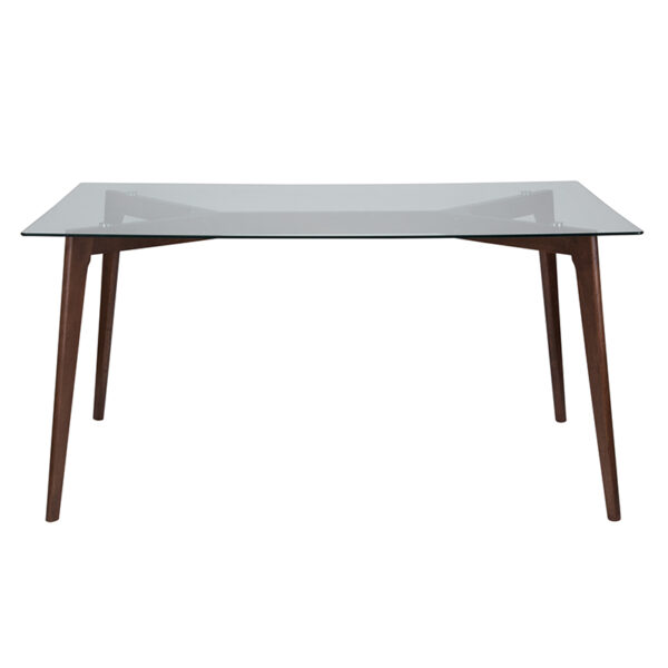 Lowest Price Parkside 35.25" x 59" Rectangular Solid Walnut Wood Table with Clear Glass Top