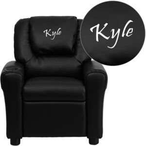 Wholesale Personalized Black Leather Kids Recliner with Cup Holder and Headrest