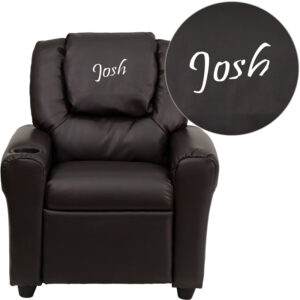 Wholesale Personalized Brown Leather Kids Recliner with Cup Holder and Headrest