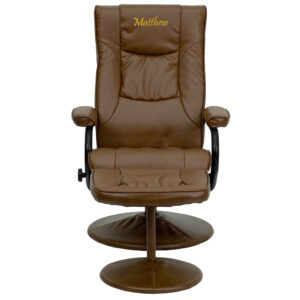 Wholesale Personalized Contemporary Multi-Position Recliner and Ottoman with Wrapped Base in Palimino Leather