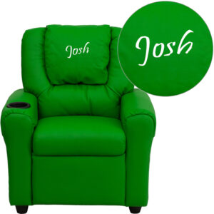 Wholesale Personalized Green Vinyl Kids Recliner with Cup Holder and Headrest