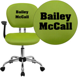 Wholesale Personalized Mid-Back Apple Green Mesh Swivel Task Office Chair with Chrome Base and Arms