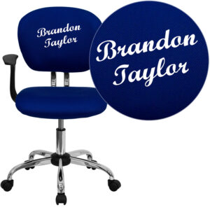 Wholesale Personalized Mid-Back Blue Mesh Swivel Task Office Chair with Chrome Base and Arms