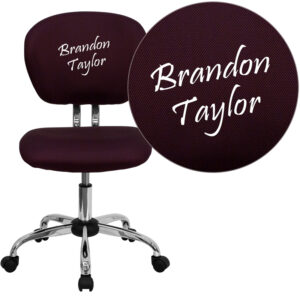 Wholesale Personalized Mid-Back Burgundy Mesh Swivel Task Office Chair with Chrome Base