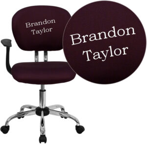 Wholesale Personalized Mid-Back Burgundy Mesh Swivel Task Office Chair with Chrome Base and Arms