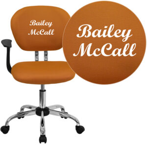 Wholesale Personalized Mid-Back Orange Mesh Swivel Task Office Chair with Chrome Base and Arms