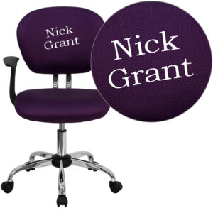 Wholesale Personalized Mid-Back Purple Mesh Swivel Task Office Chair with Chrome Base and Arms
