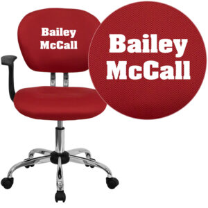 Wholesale Personalized Mid-Back Red Mesh Swivel Task Office Chair with Chrome Base and Arms