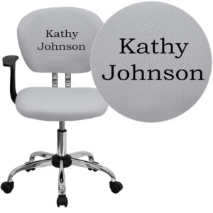 Wholesale Personalized Mid-Back White Mesh Swivel Task Office Chair with Chrome Base and Arms